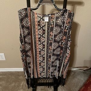 Earthbound Trading Co. Multi Color Bohemian Vest, Size XL.
